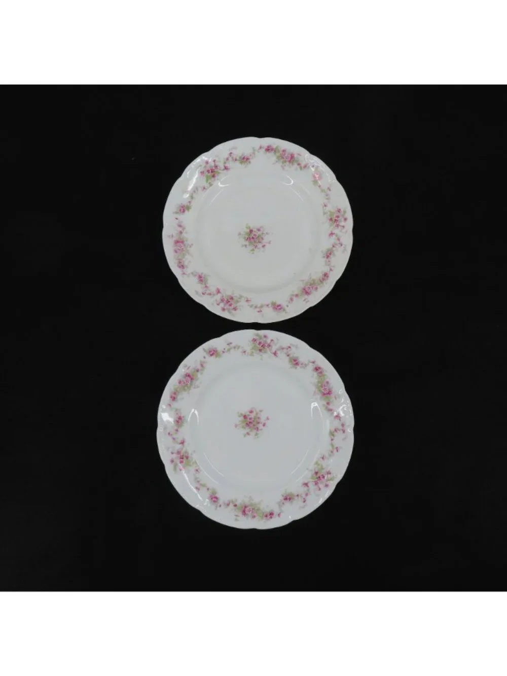 VTG Bassett Limoges 2 Plates 9.6in Pink Floral Flower Swag Chic Austria Chic